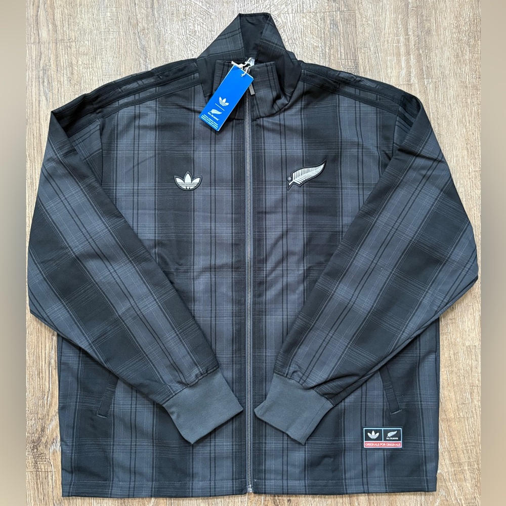 Adidas All Blacks Plaid Woven Firebird Track Jacket Carbon Mens Sz Lg KG4633
